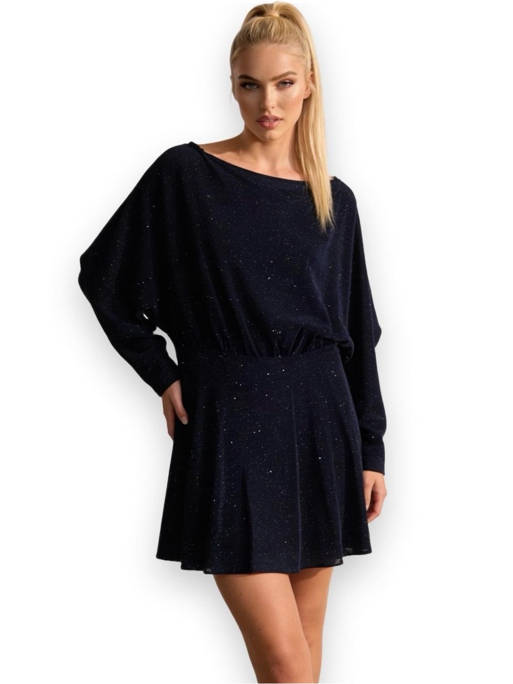 White Birch Metallic Skort Dress Sz L Sparkle Fit&Flare Stretchy Special Events